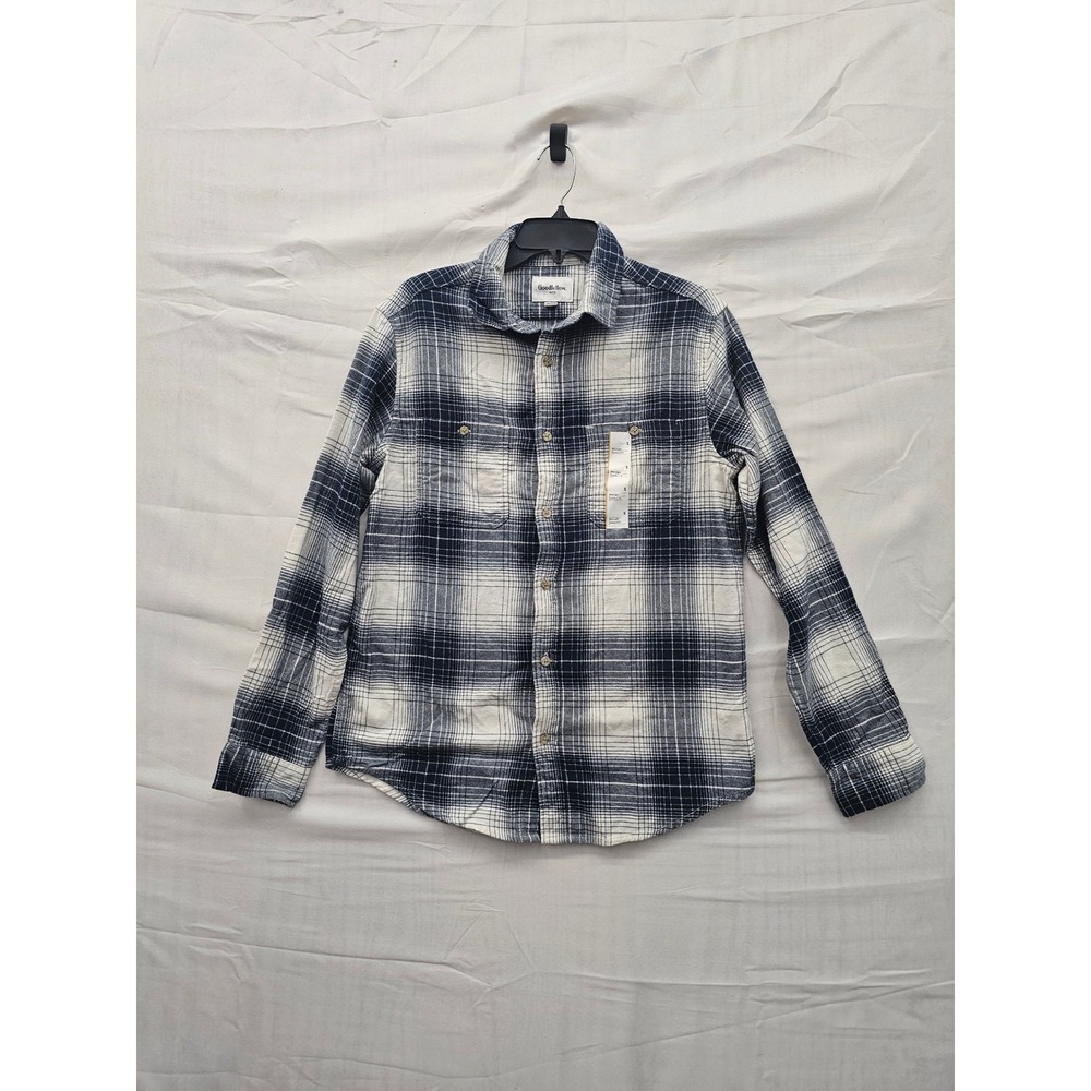 Goodfellow & Co Mens Midweight Flannel Shirt Blue Cotton Blend Casual Size Small